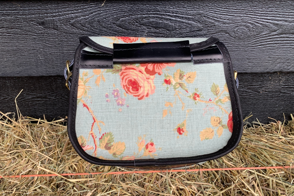 Floral Linen & Leather Blue Cartridge Bag - Afbeelding 5